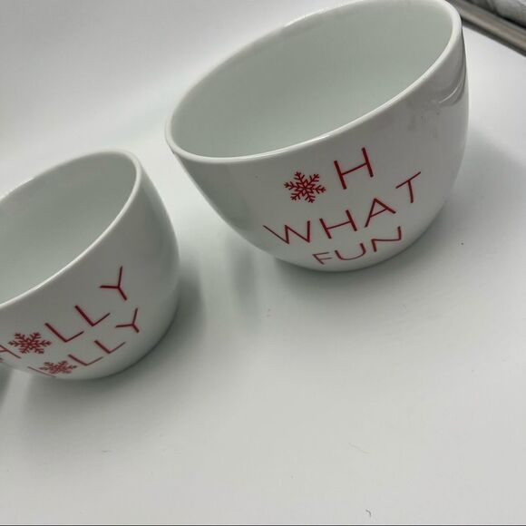 Set of 3 Crate & Barrel Ceramic Small Nesting Bowls. Holiday Nesting Bowls. - Picture 4 of 13